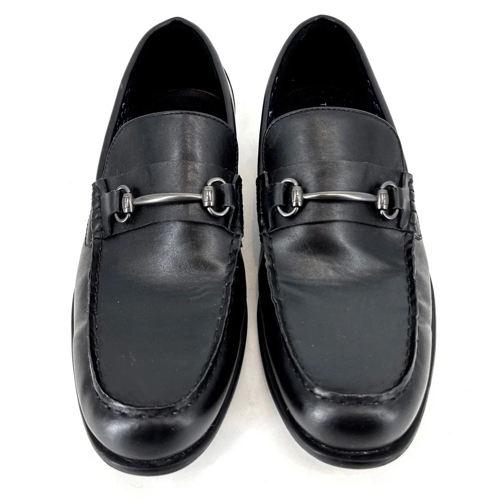 Tommy Hilfiger Jackal Men's‎ 11 Black Faux Leather Moc Toe Loafer Shoe